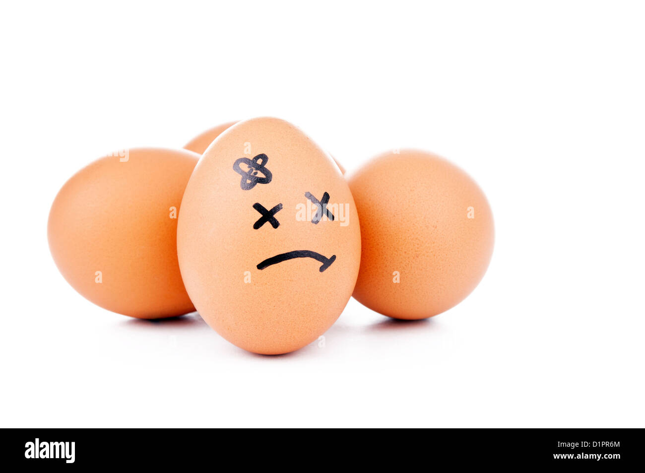 Eiern mit menschlichen Eigenschaften isoliert auf weiss als Konzept Stockfoto