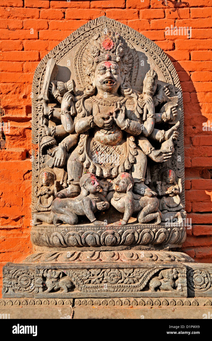 Skulptur, Bhairava-Statue, Bhaktapur, Nepal Stockfoto