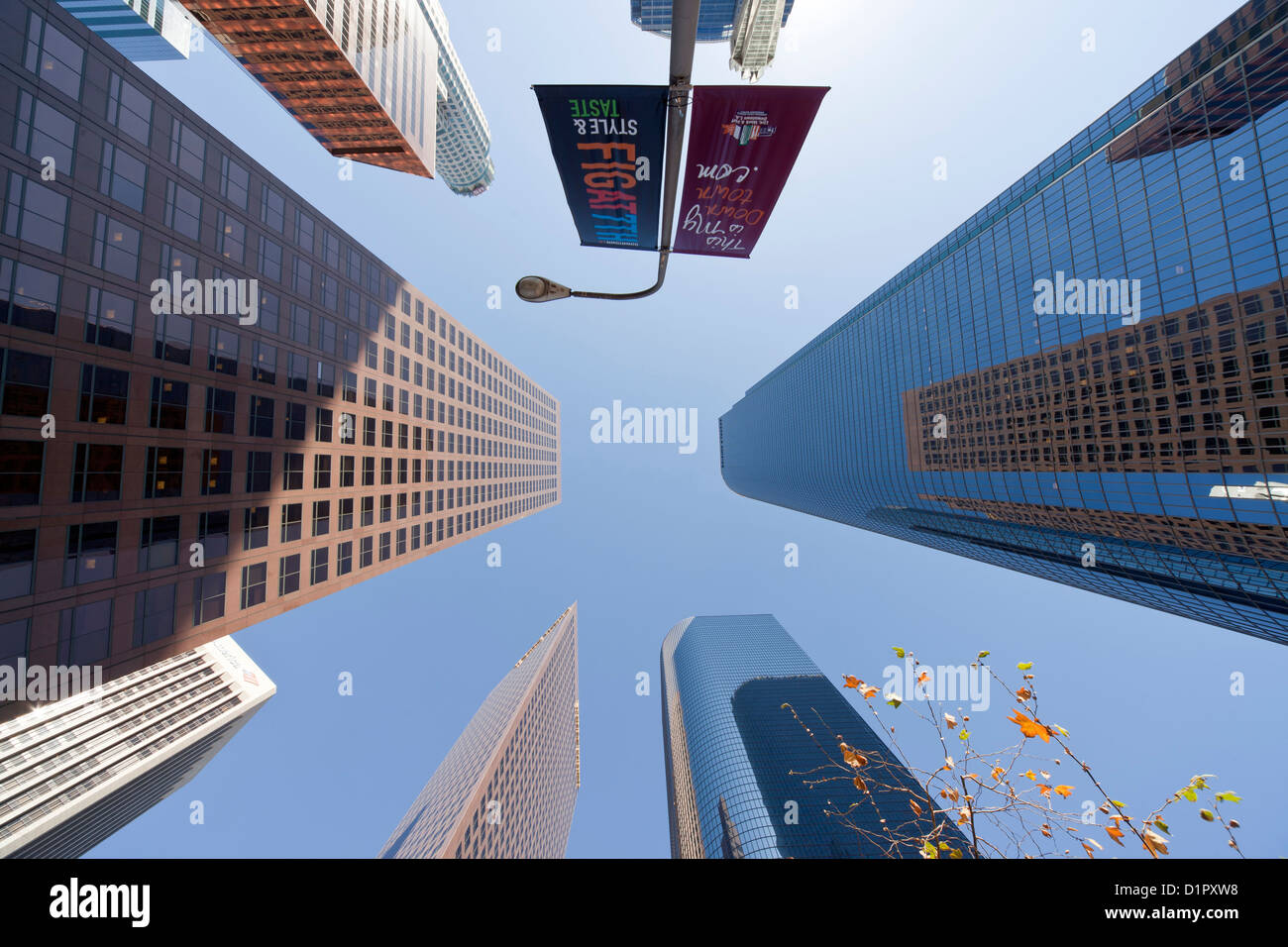 Wurm's – Blick auf Downtown Los Angeles Wolkenkratzer, California, United States of America, USA Stockfoto