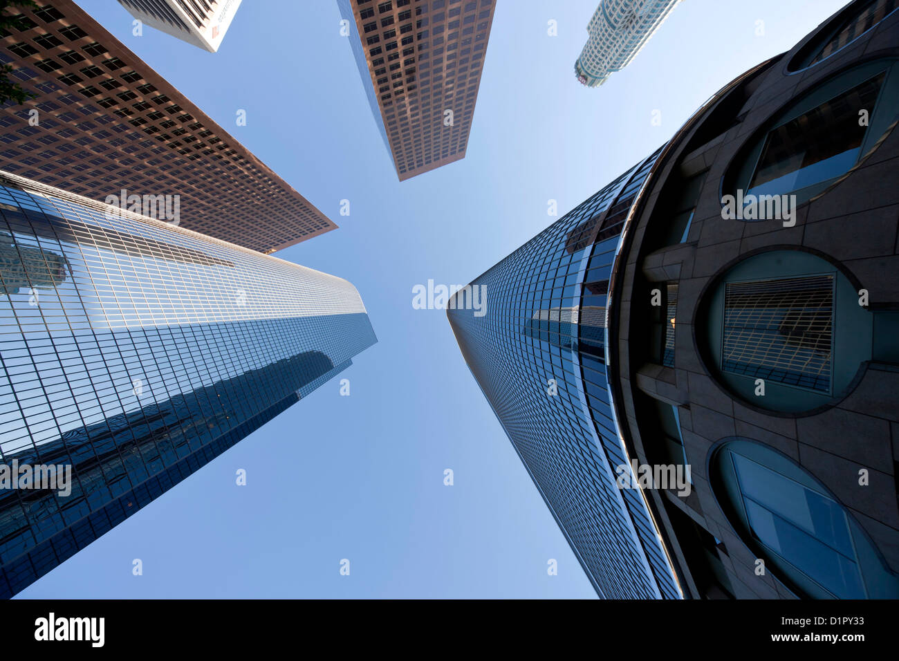 Wurm's – Blick auf Downtown Los Angeles Wolkenkratzer, California, United States of America, USA Stockfoto