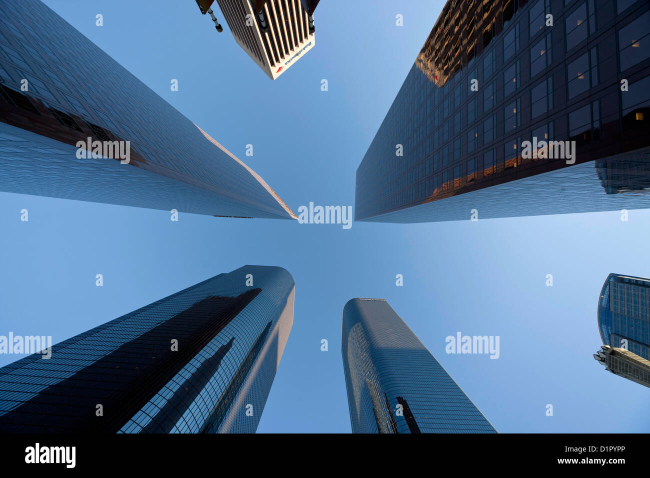 Wurm's – Blick auf Downtown Los Angeles Wolkenkratzer, California, United States of America, USA Stockfoto