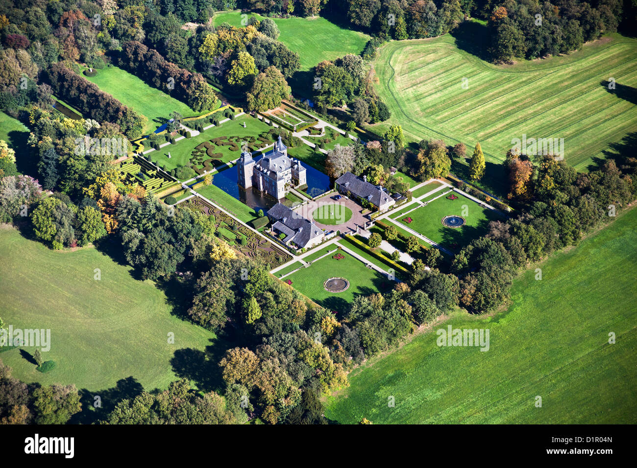 Die Niederlande, Goor, Burg genannt Weldam. Luft. Stockfoto