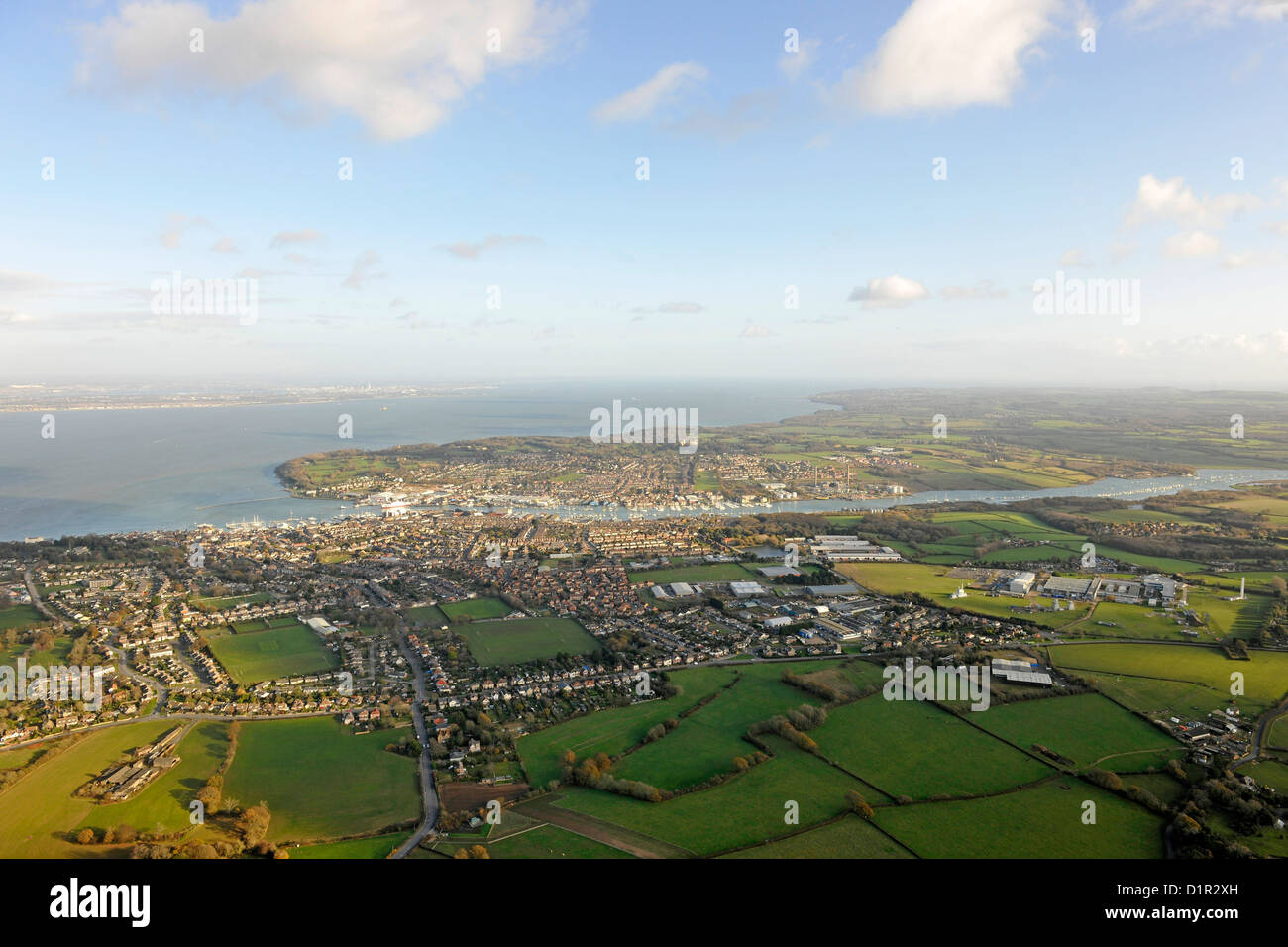 Luftaufnahme von Cowes auf der Isle Of Wight Stockfoto