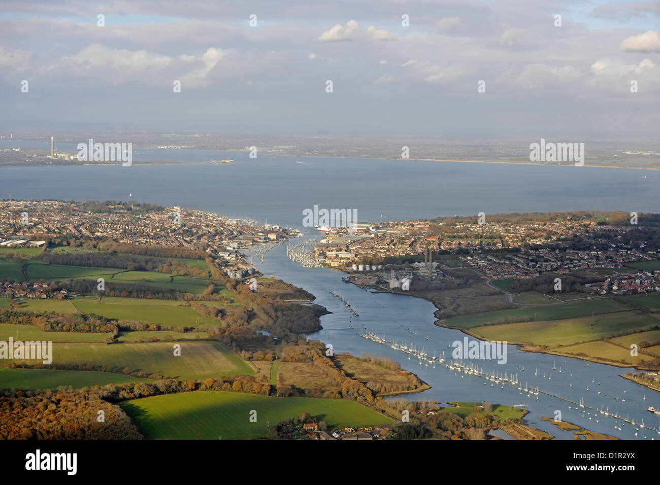 Luftaufnahme von Cowes auf der Isle Of Wight Stockfoto