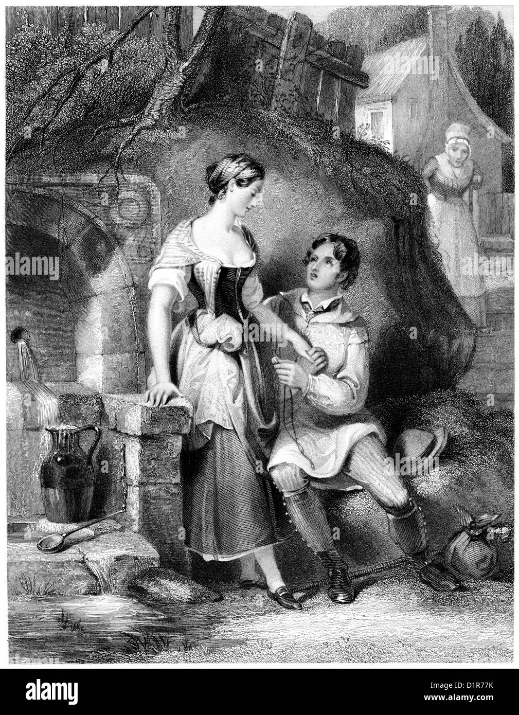 Eine Gravur mit dem Titel "The Love Token' mit hoher Auflösung aus einem Buch gescannt veröffentlicht 1841 Stockfoto