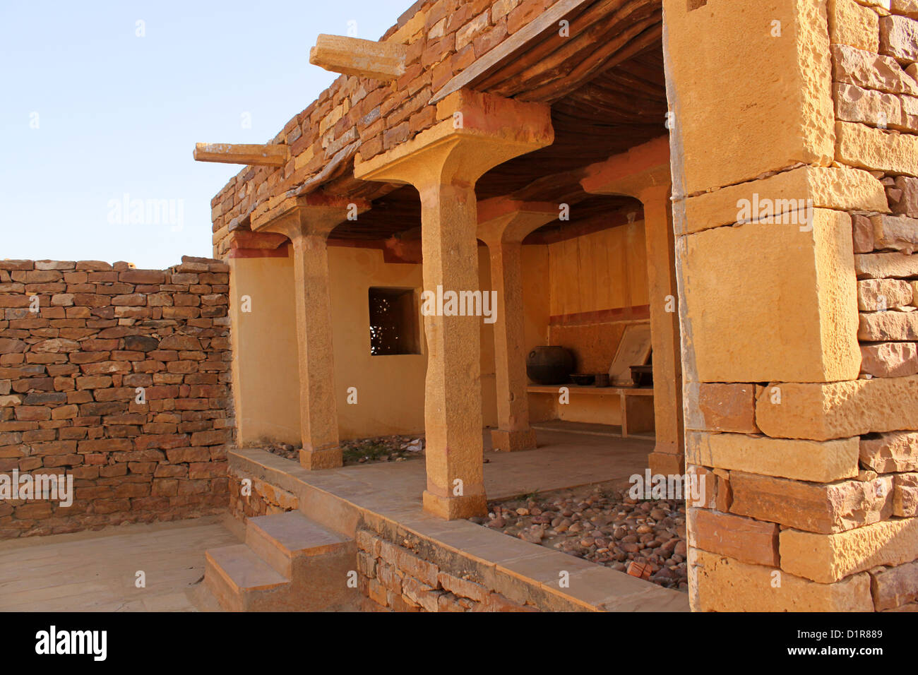 Innenräume der Khaba Fort Jaisalmer, Rajasthan Indien Stockfoto