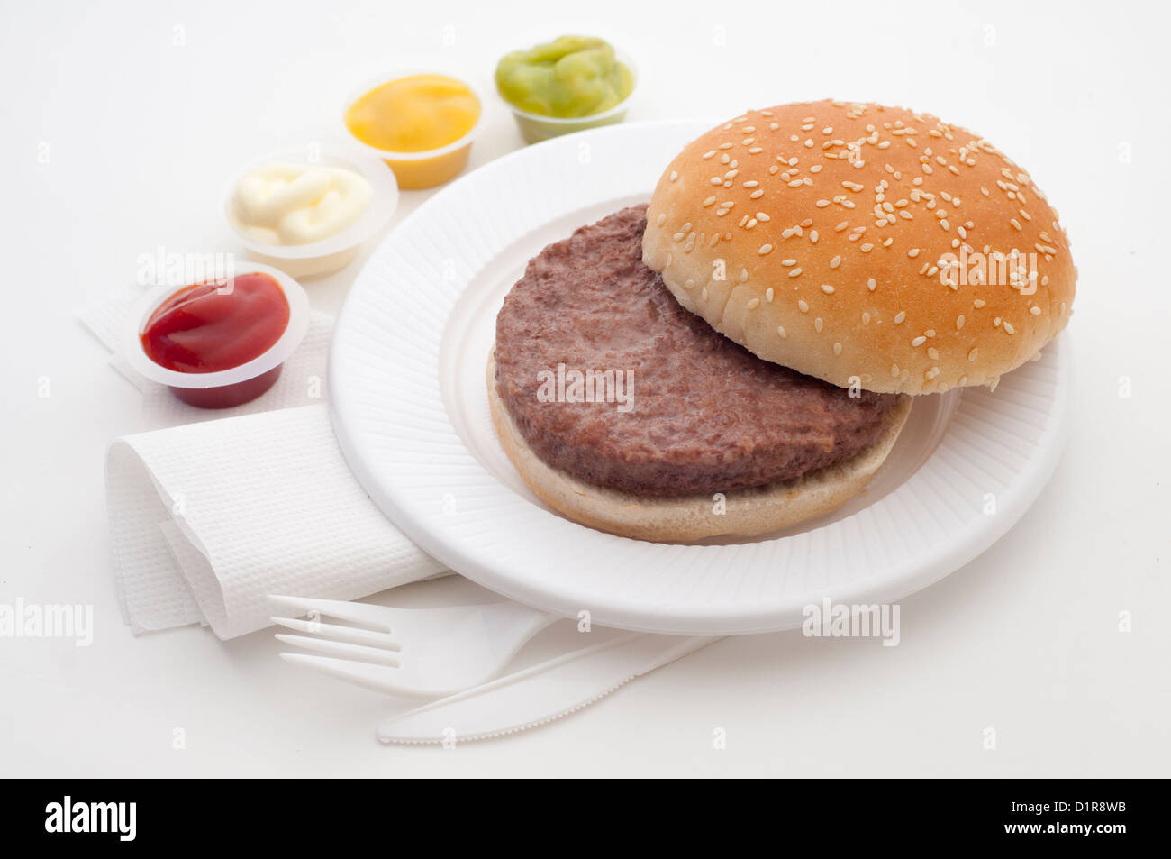 Burger, Brot Zutatenliste setzen Stockfoto