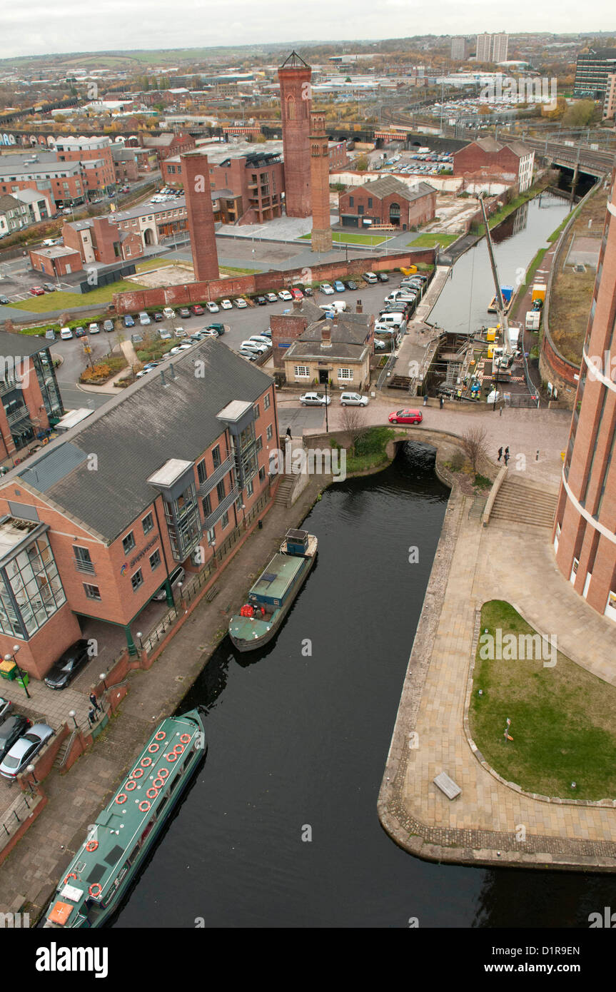 Leeds-Liverpool Kanal Ende an Büro-Schleuse in Leeds Stockfoto