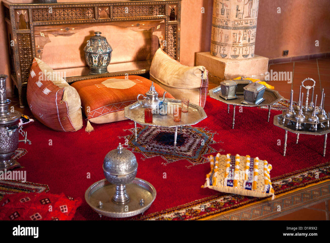 Ouarzazate, Marokko Hotel Berbere Palace. Teestube. Stockfoto