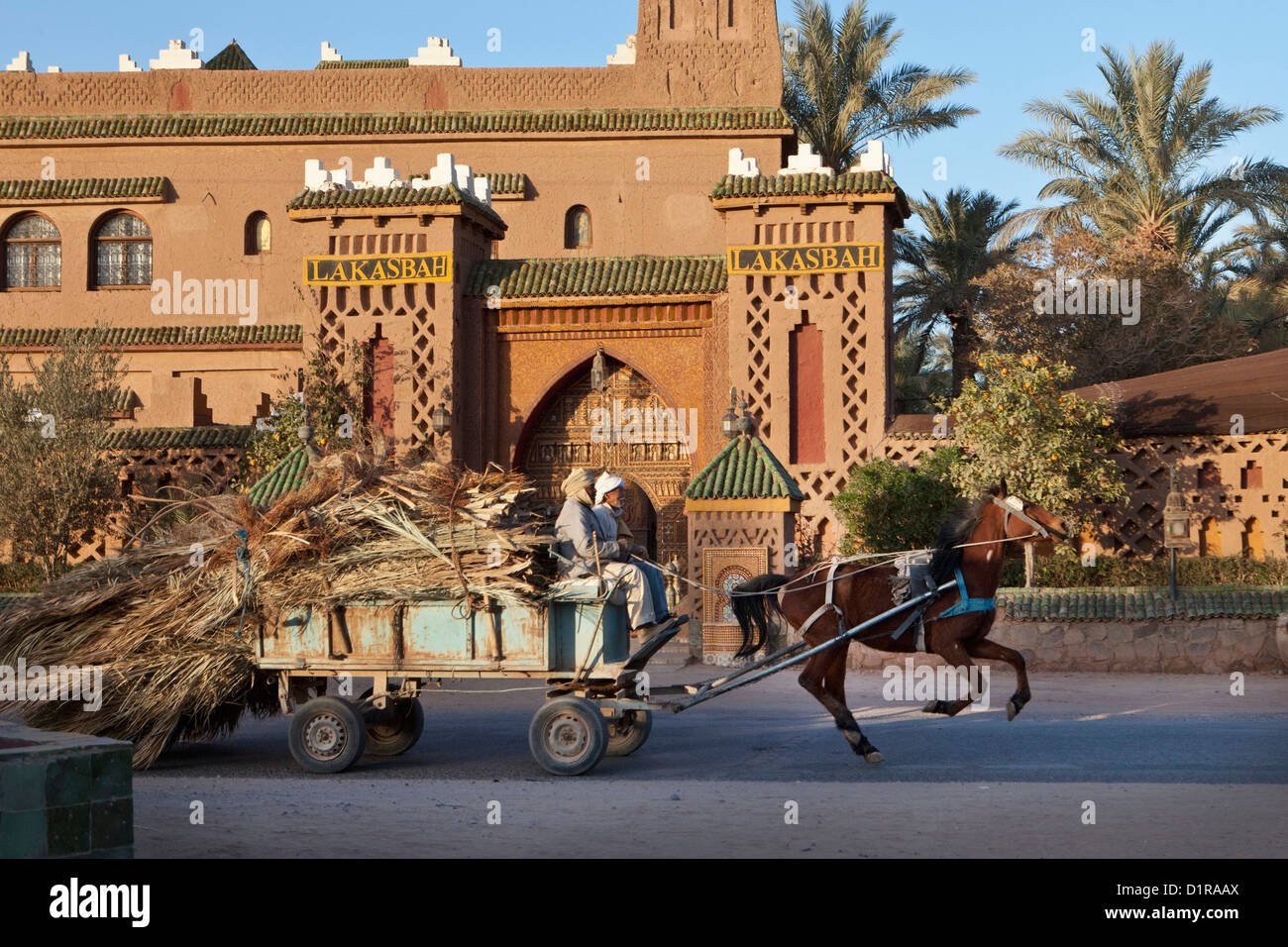 Marokko, Zagora, Hotel La Kasbah. Stockfoto