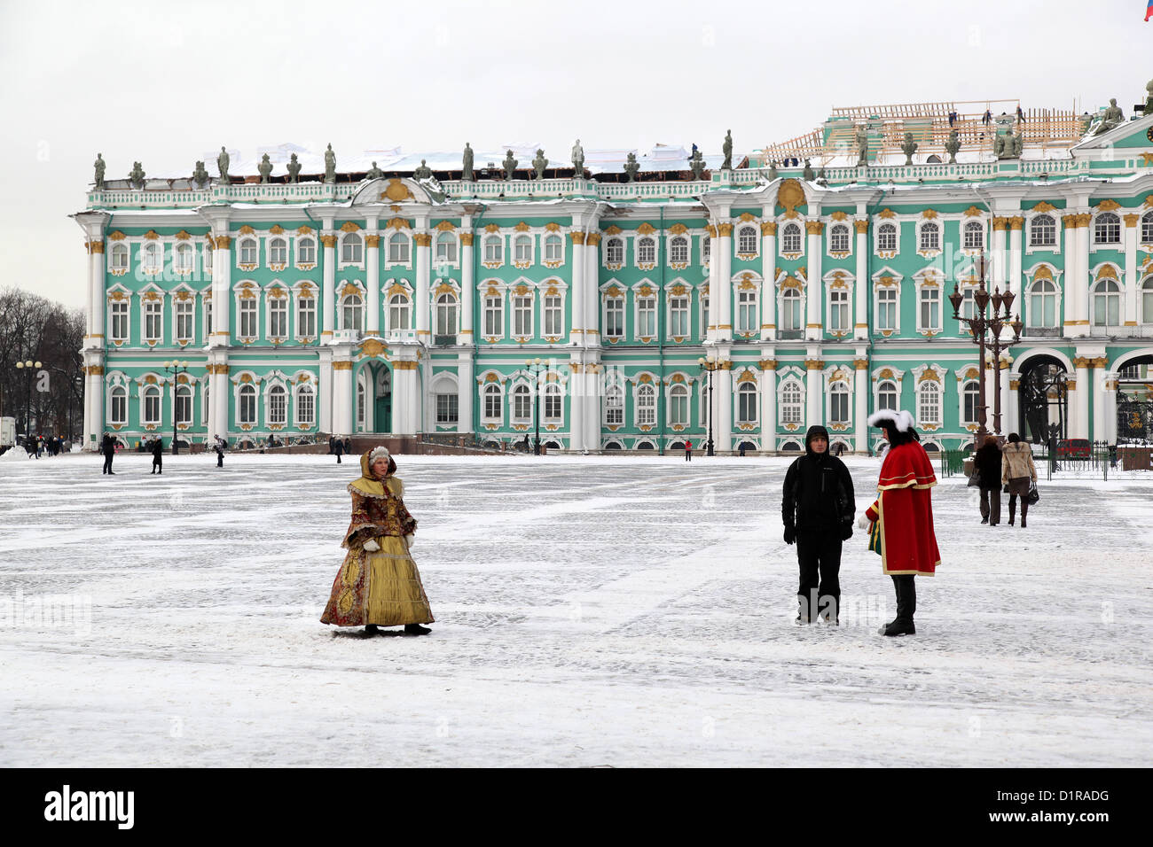 St. Petersburg Eremitage eingefroren Barock Stockfoto