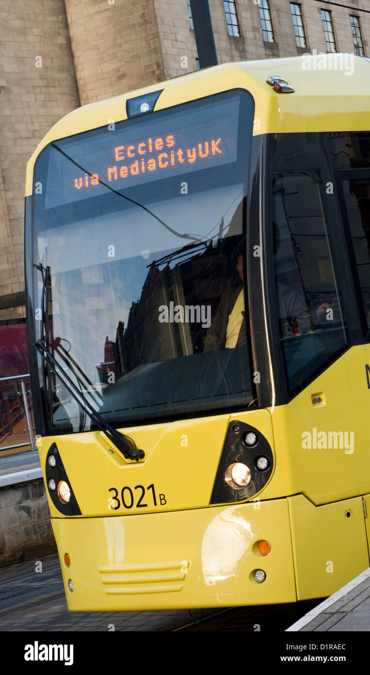 Ein Manchester Metrolink Straßenbahn, England, UK Stockfoto