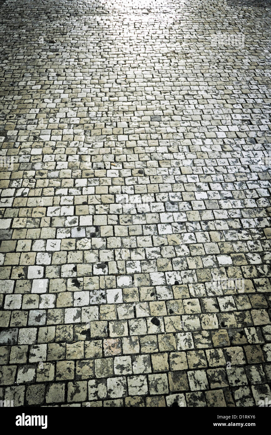 Straße gepflastert mit Pflastersteine Stockfoto