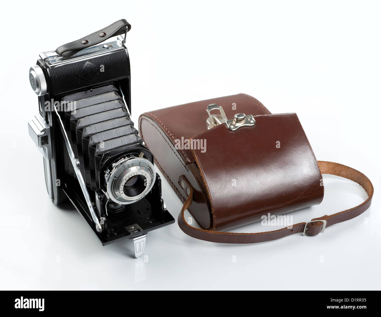 Vintage Agfa Billy Folding-Kamera - ca. 1951 inkl. original Tasche Stockfoto