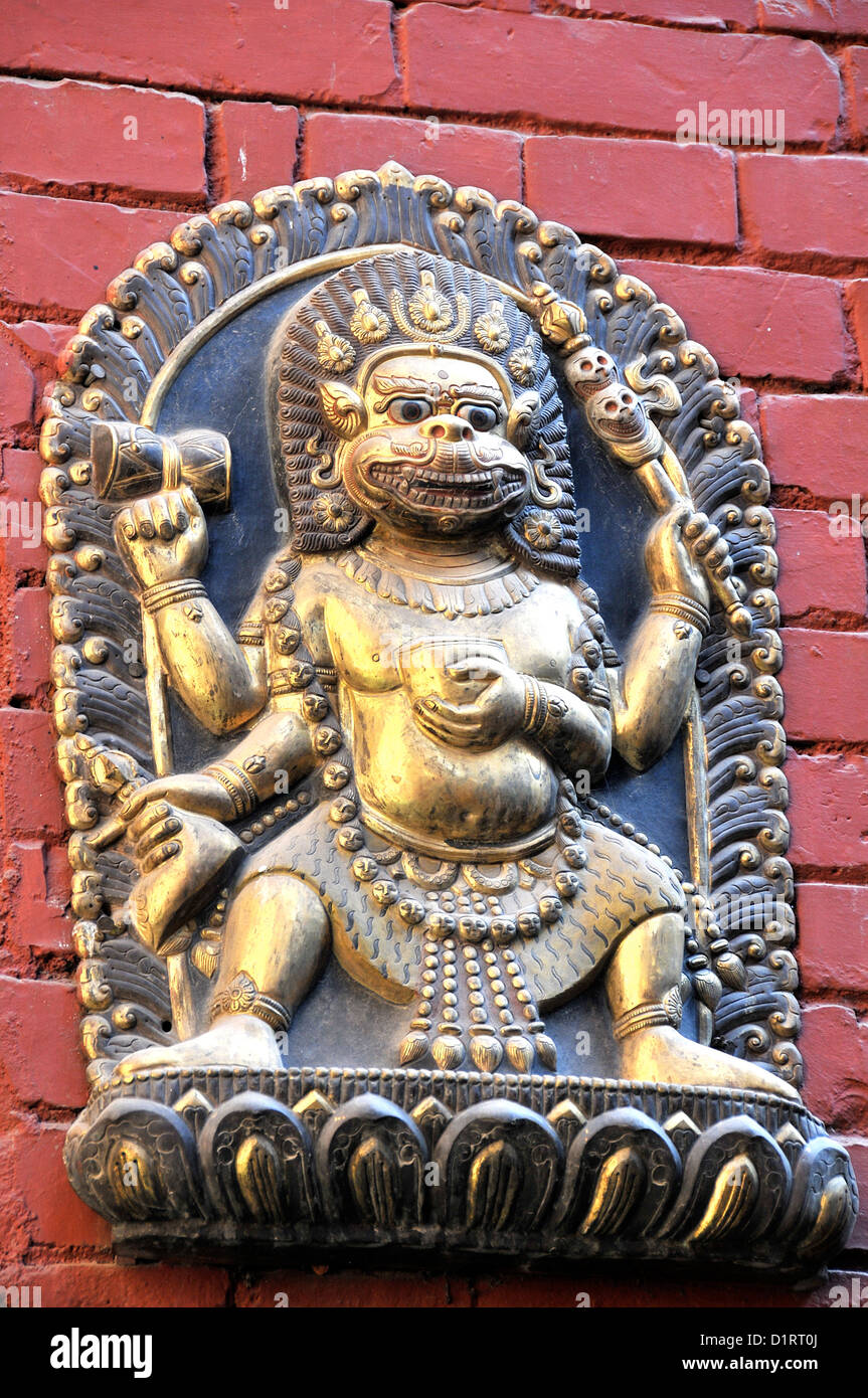 Basrelief Mahabuddha Tempel Patan Nepal Stockfoto