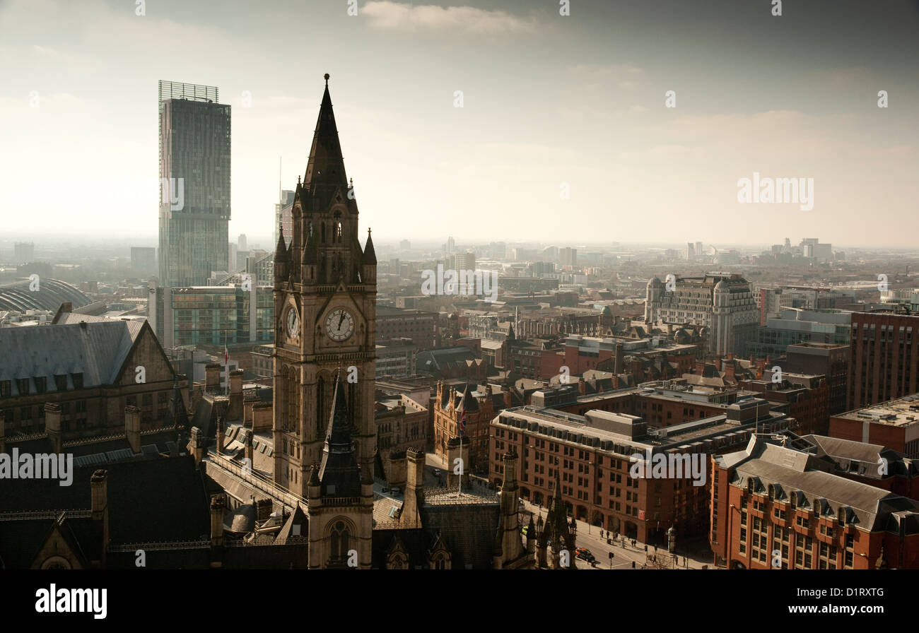 Manchester-Skyline von oben. Stockfoto