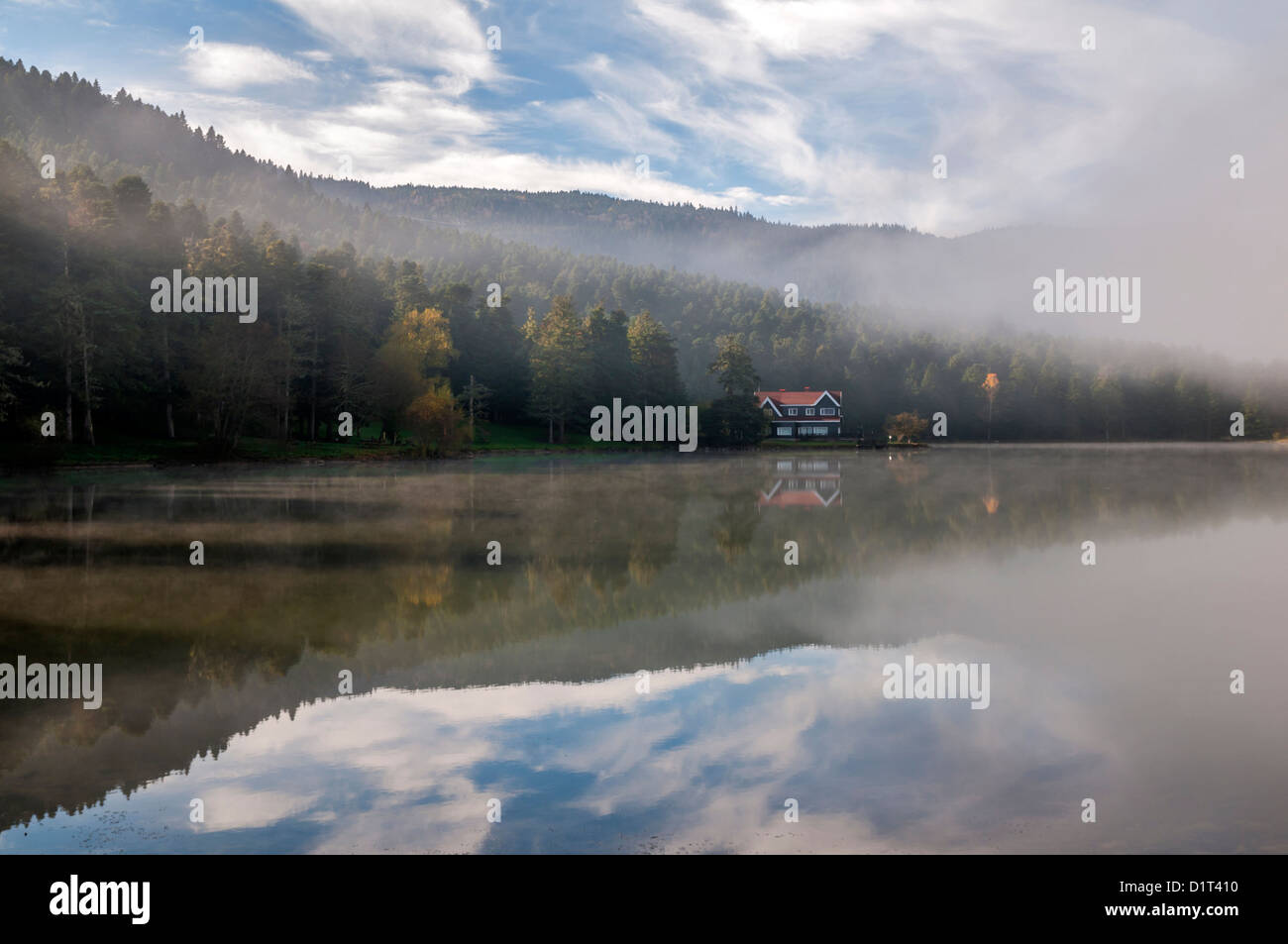 Ein nebliger Tag in Golcuk, Bolu, Türkei Stockfoto