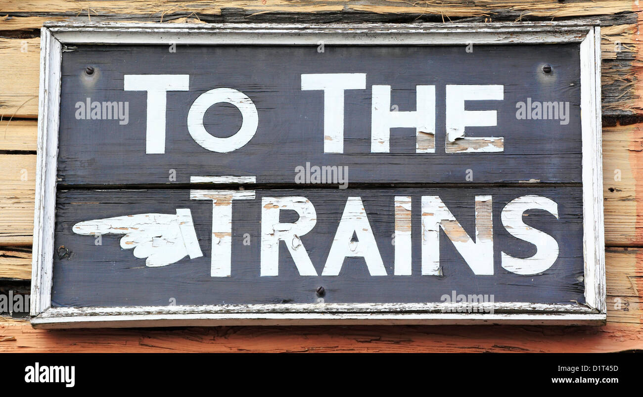 "Die Züge" anmelden bei Bewdleys Severn Valley Railway Station, Worcestershire, England, Europa Stockfoto