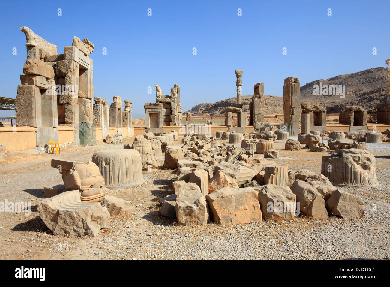 Ruinen von der Halle 100 Spalten, Persepolis, Iran Stockfoto