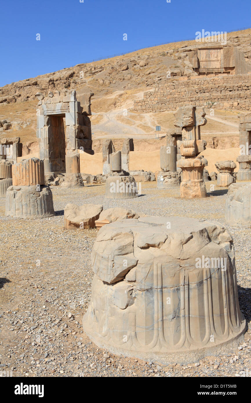 Ruinen von der Halle 100 Spalten, Persepolis, Iran Stockfoto