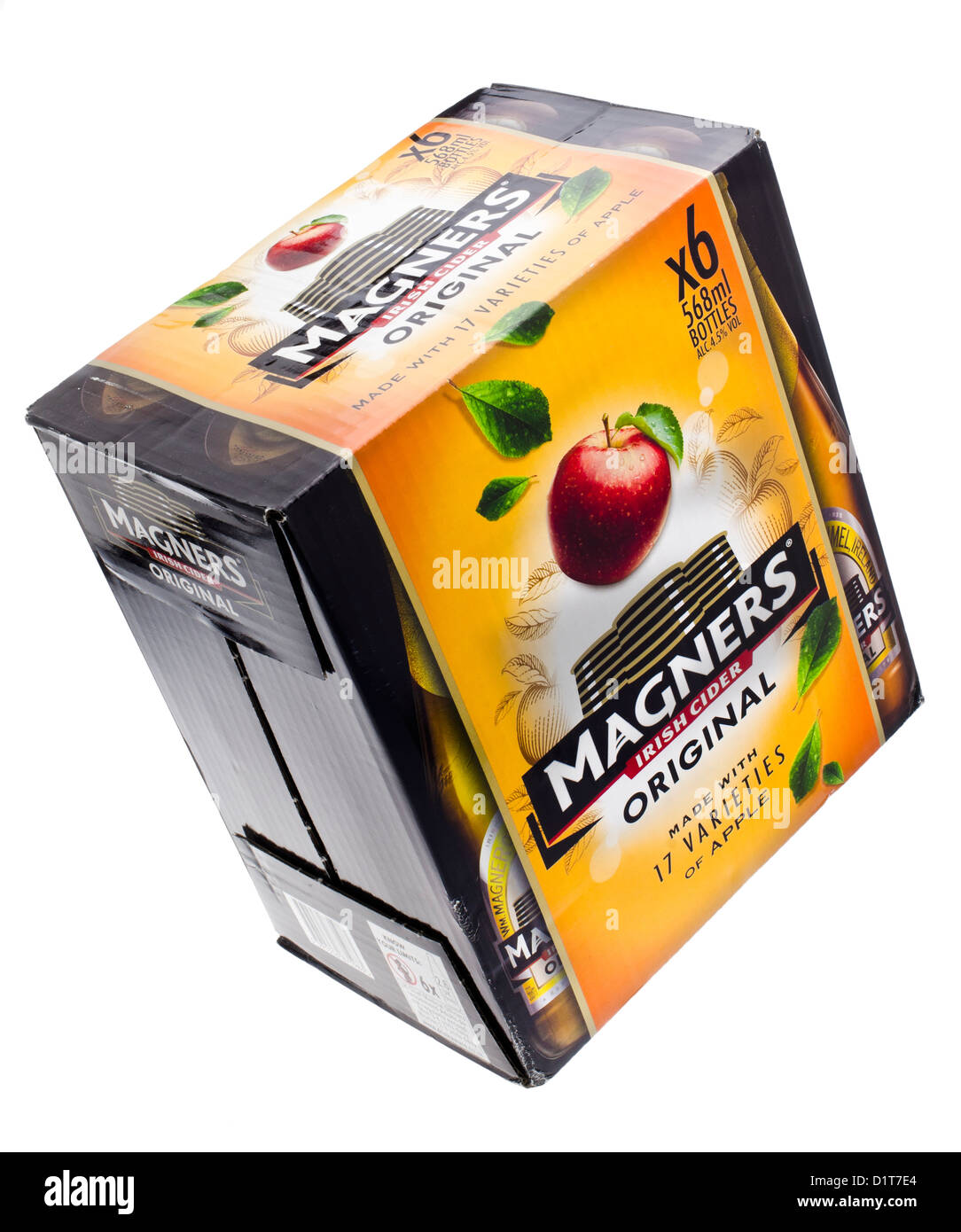 Box mit Original Magners Cider. Stockfoto