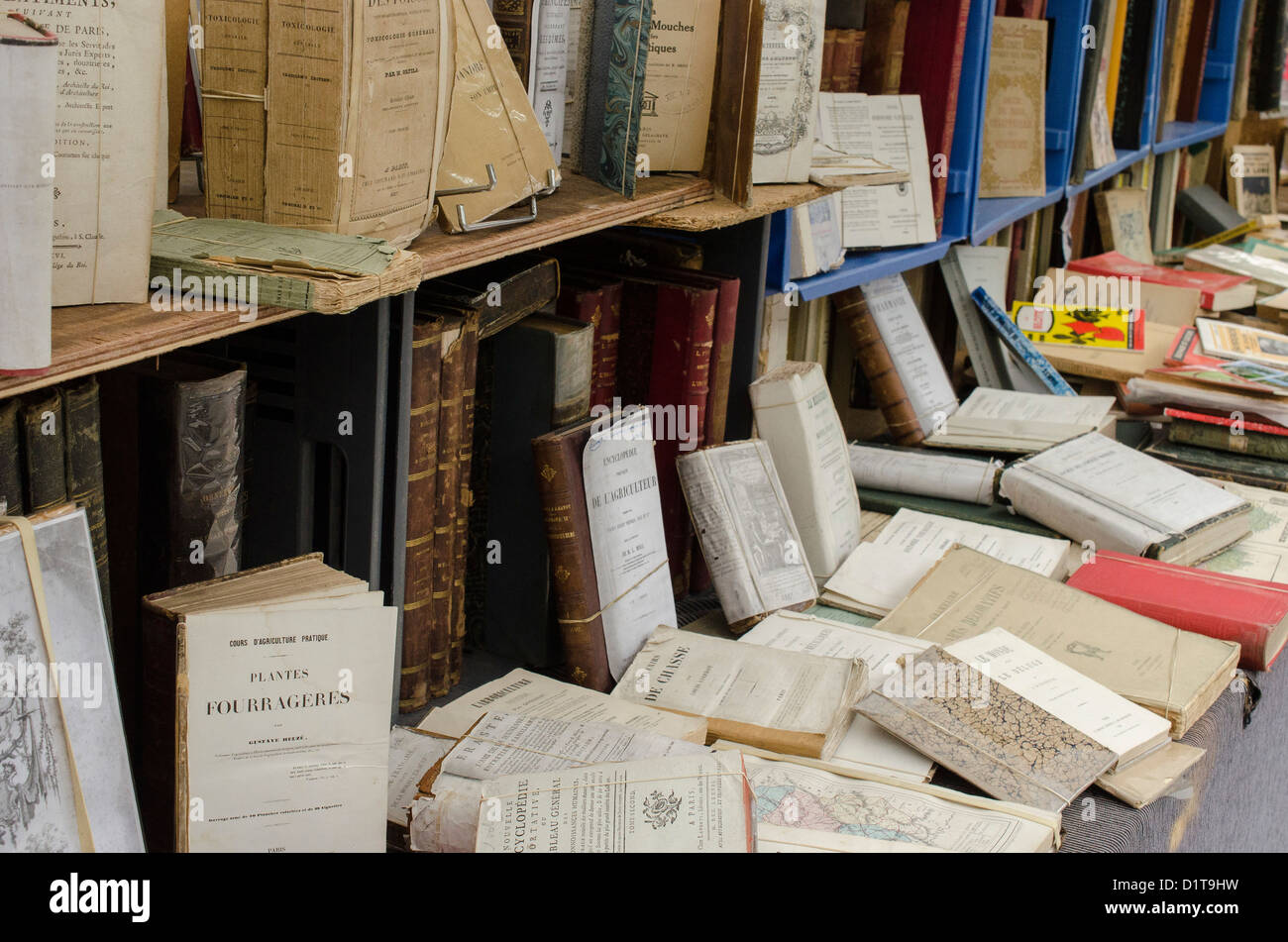 Bücher über secondhand Marktstand Stockfoto