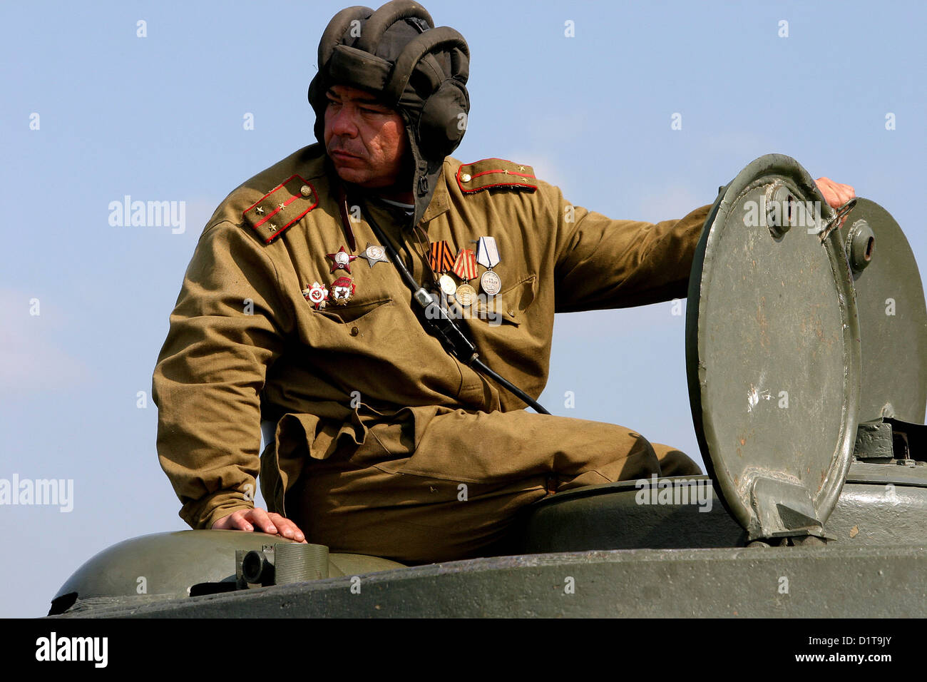 Rekonstruktion der Schlacht des Zweiten Weltkriegs, der Befreiung von Ostrava, Flugplatz Mosnov, Tschechische Republik, Nachstellung der nachstellung des 2. weltkrieges Stockfoto