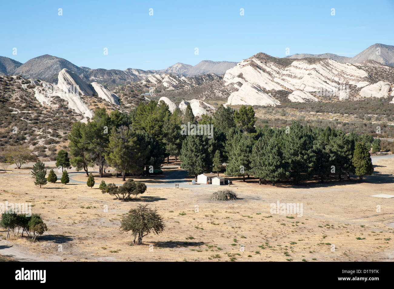 Mormon Felsen und Ranger-Station im Cajon-Pass, San Bernardino County, Kalifornien, USA Stockfoto
