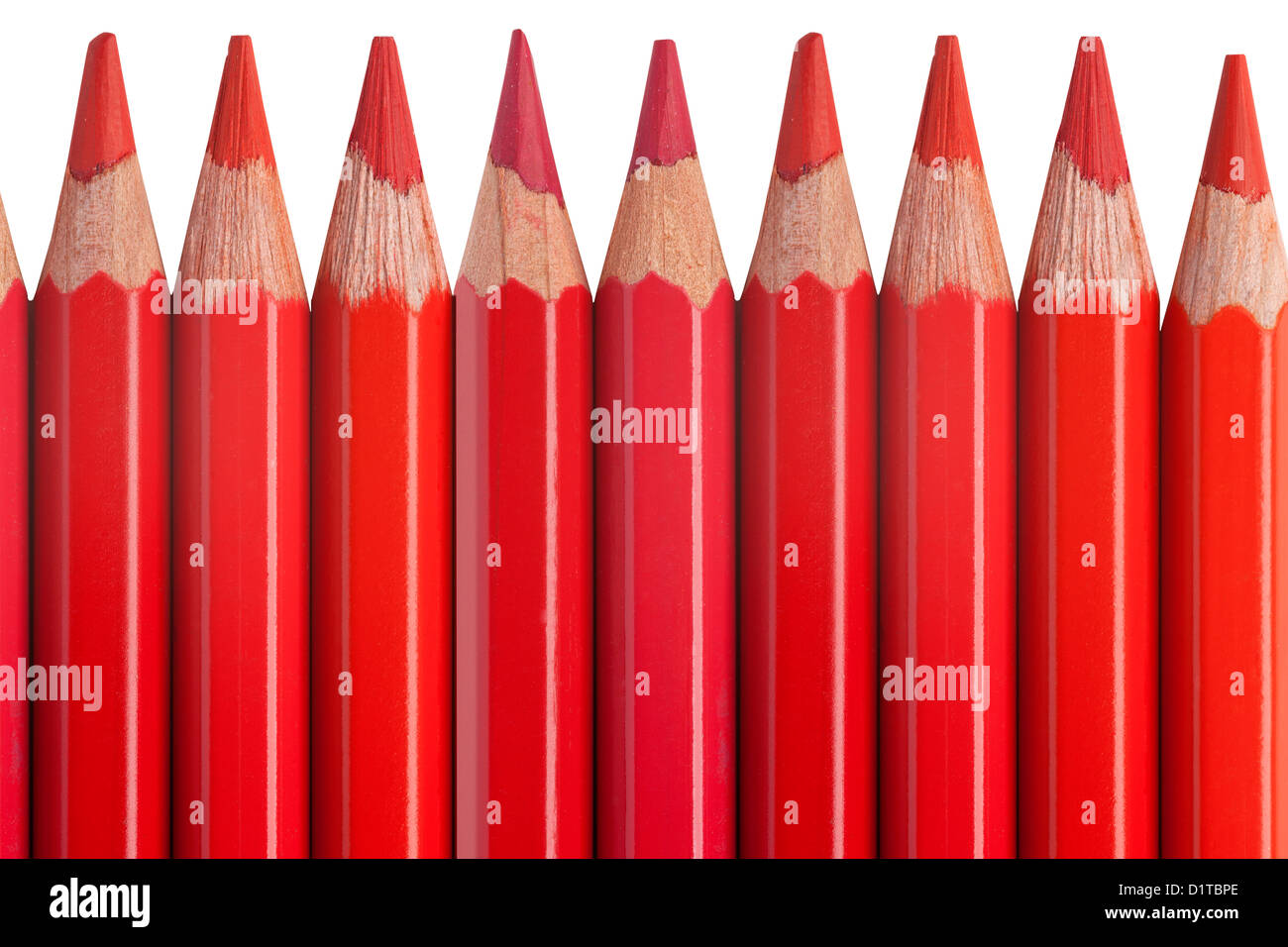 rote Stifte isoliert auf weißem Hintergrund oder Farbe Buntstifte  Stockfotografie - Alamy