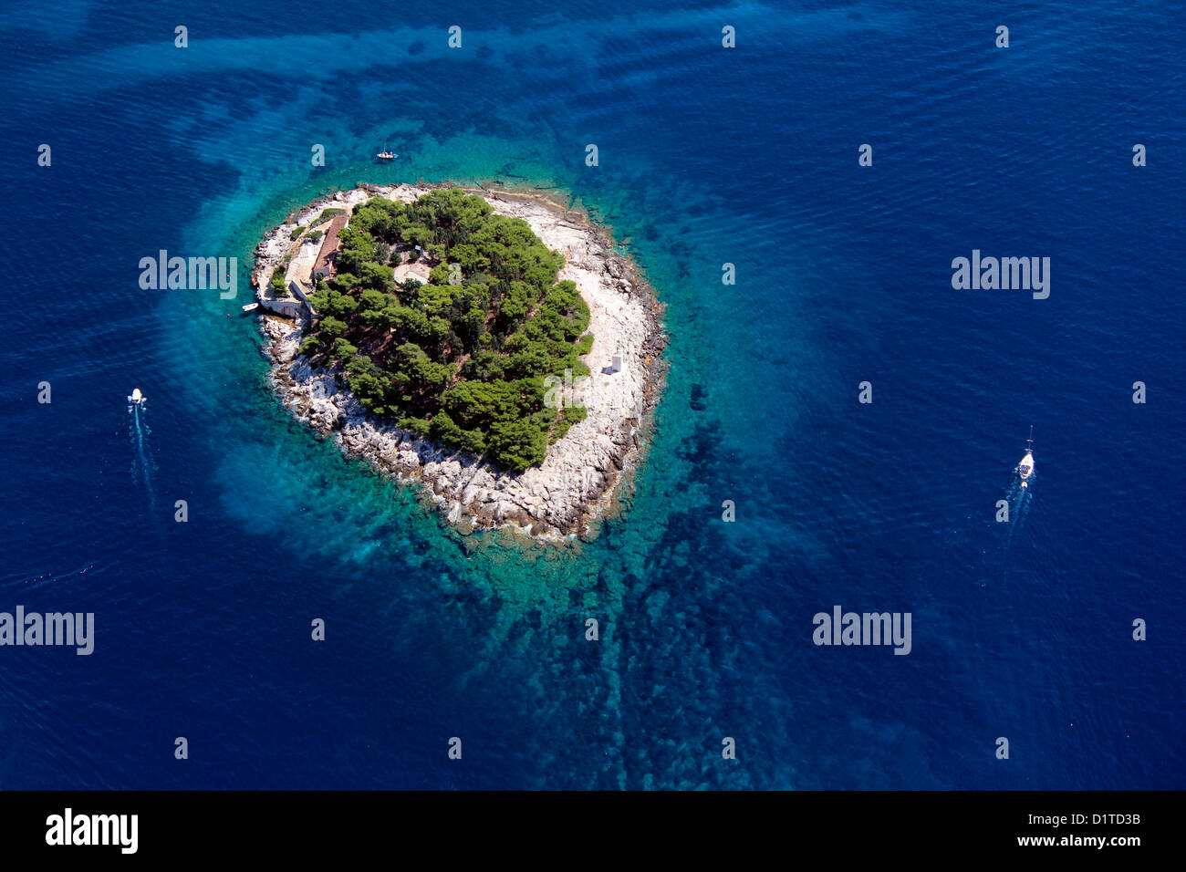 Insel Galesnik aus der Luft Stockfoto