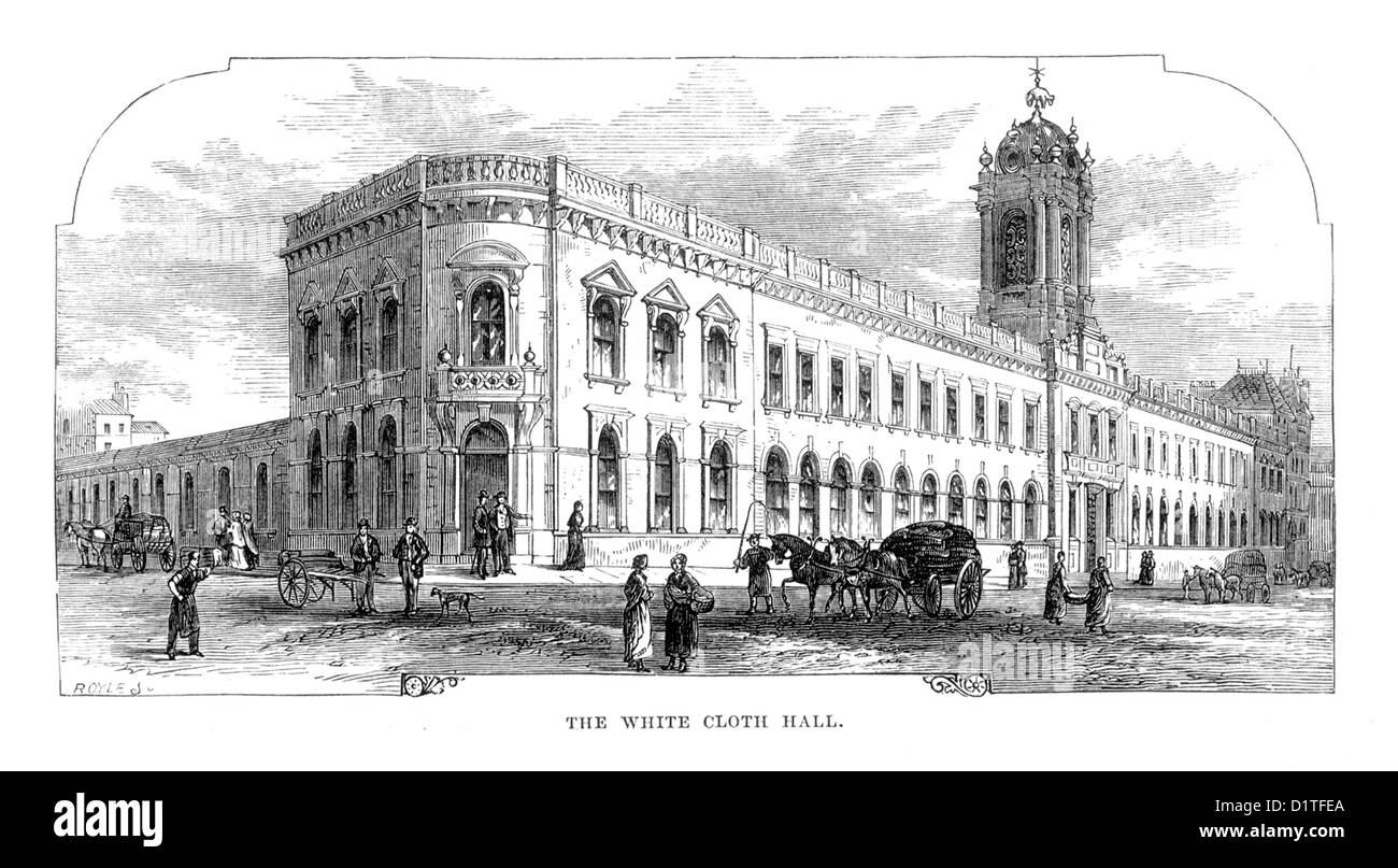 Das weiße Tuch Hall, Leeds, Yorkshire; Ende des 19. Jahrhunderts Illustration Stockfoto