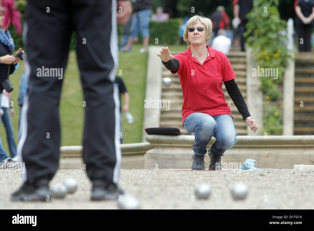 Schleswig, Deutschland, Deutsche Meisterschaften im Pétanque in den barocken Gärten Stockfoto
