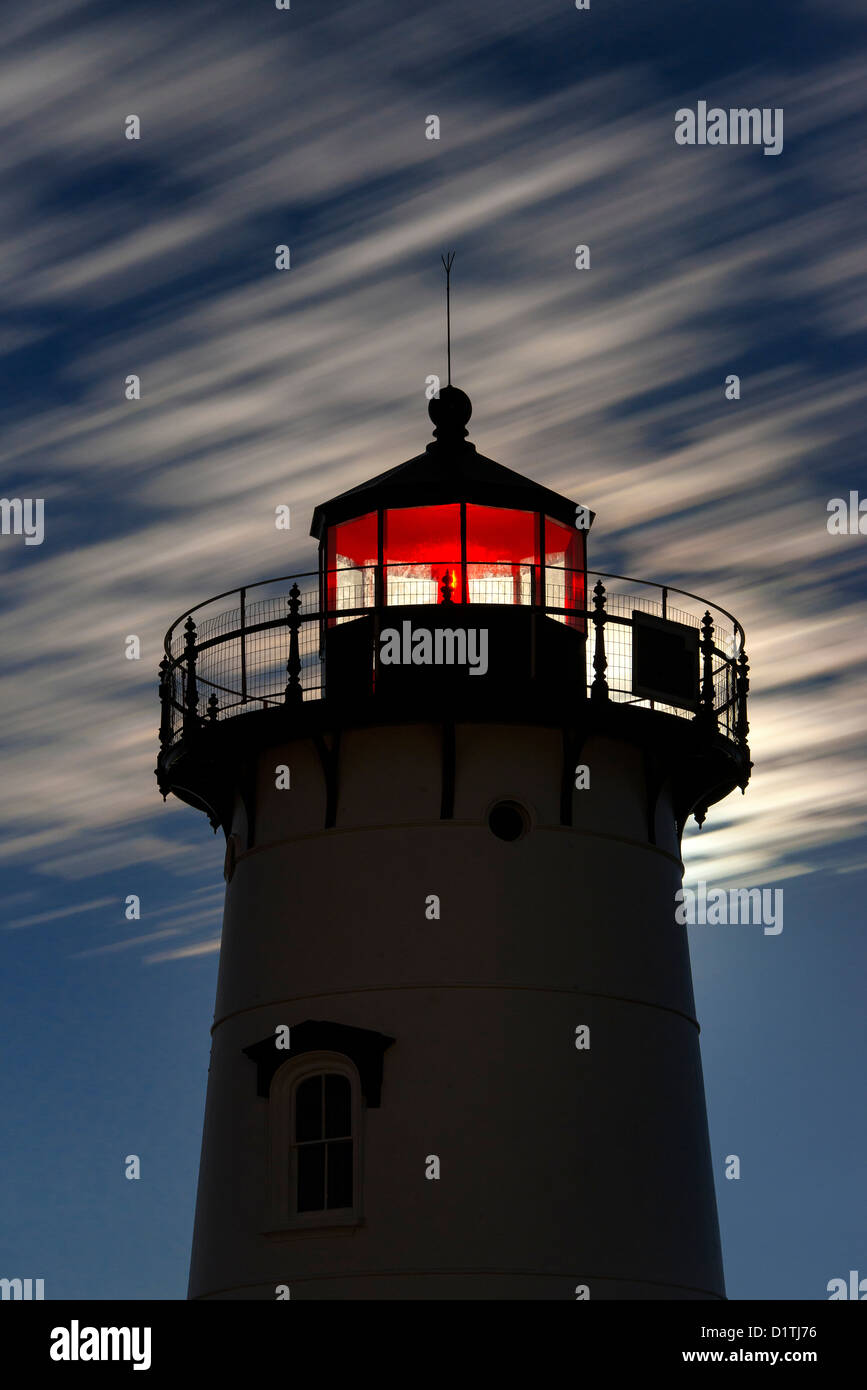 Mond leuchtet Edgartown Leuchtturm, Martha's Vineyard, Massachusetts, USA Stockfoto