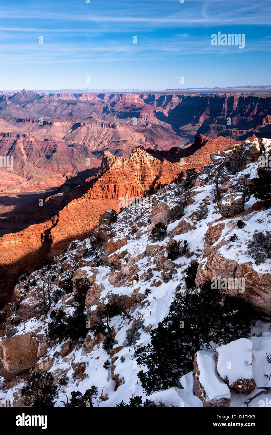 Ein verschneiter Bild in den Grand Canyon am South Rim. Stockfoto