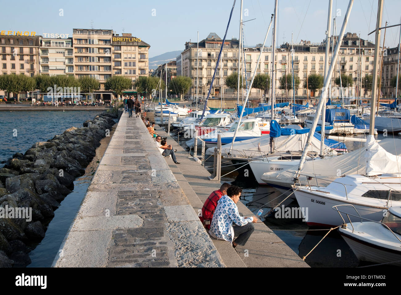 Menschen, die Ruhe am See in Genf, Schweiz, Europa Stockfoto