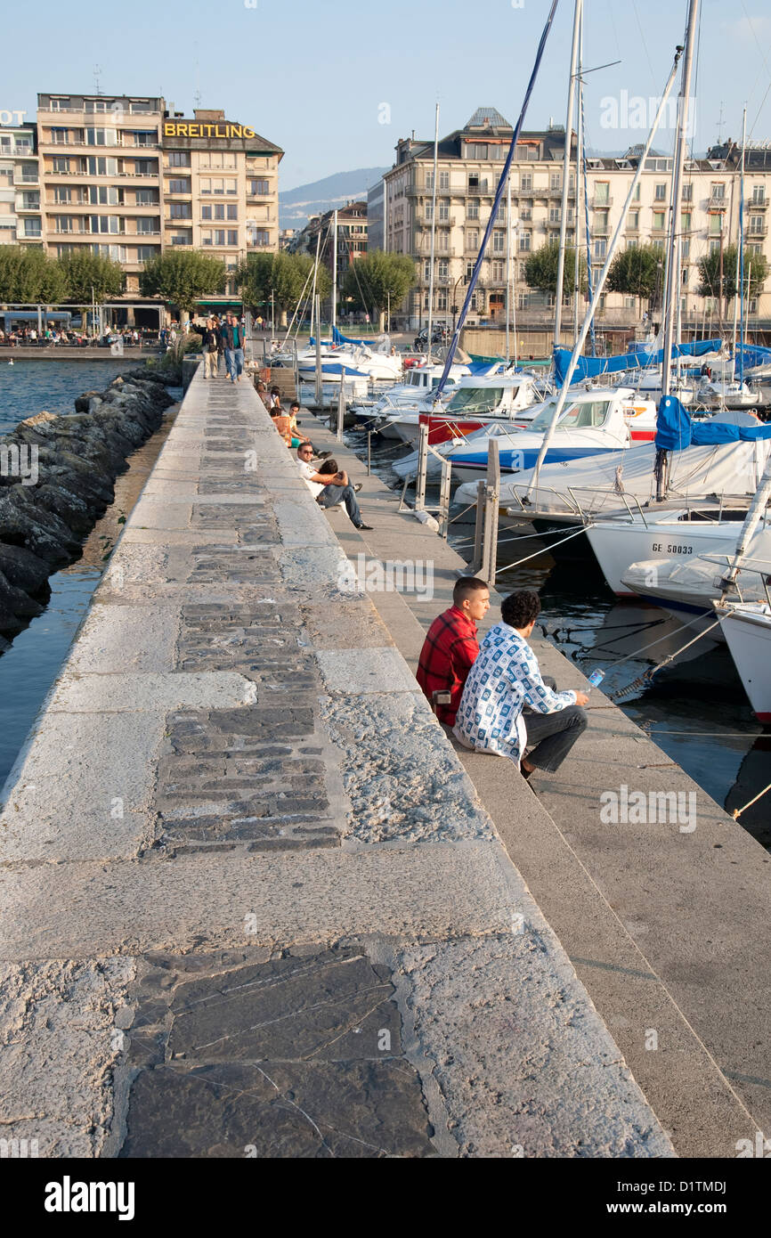 Menschen, die Ruhe am See; Genf; Schweiz; Europa Stockfoto