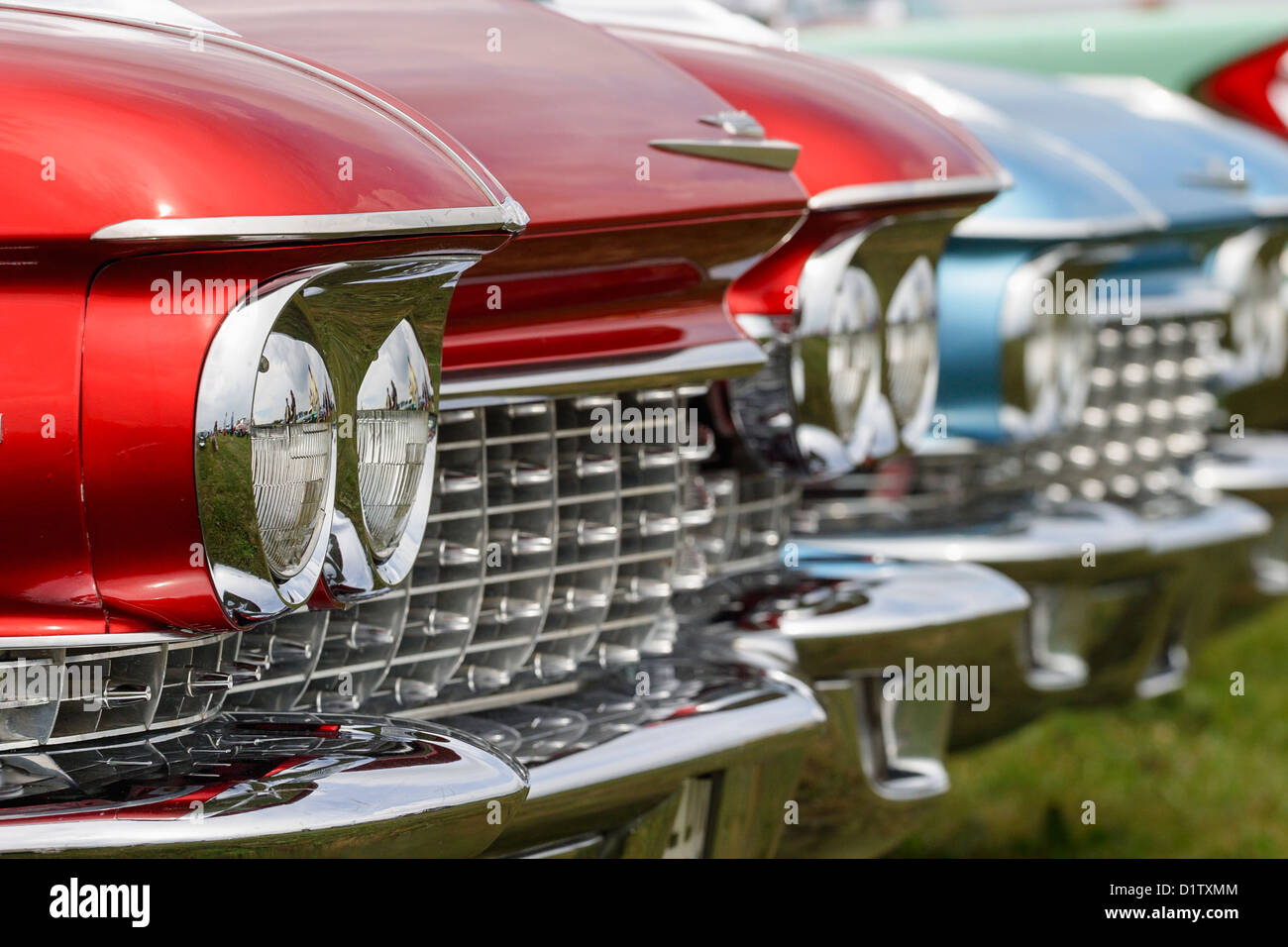 Scheinwerfer auf einen Cadillac aus den 50er Jahren Stockfoto