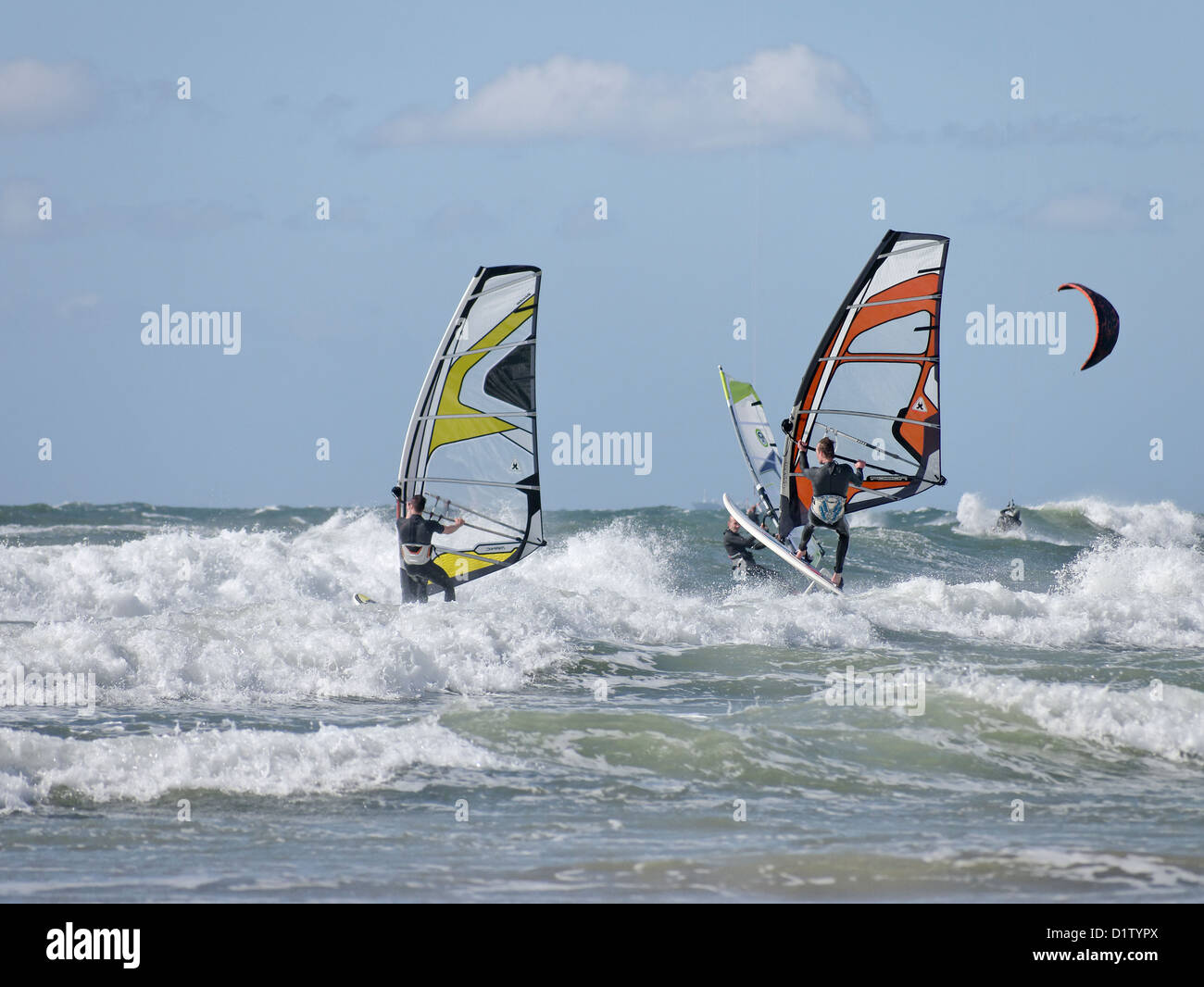 Windsurfen in Scheveningen Stockfoto