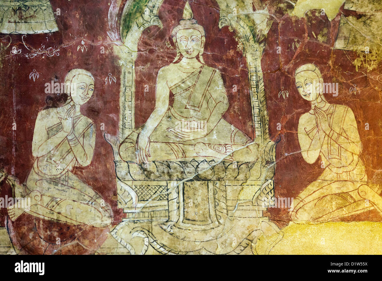 Alte buddhistische Gemälde im Tempel Wat Bang Kung, Thailand Stockfoto