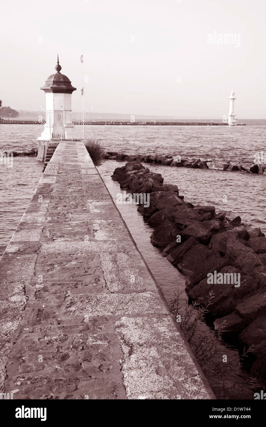 Pier am See; Genf; Schweiz; Europa Stockfoto