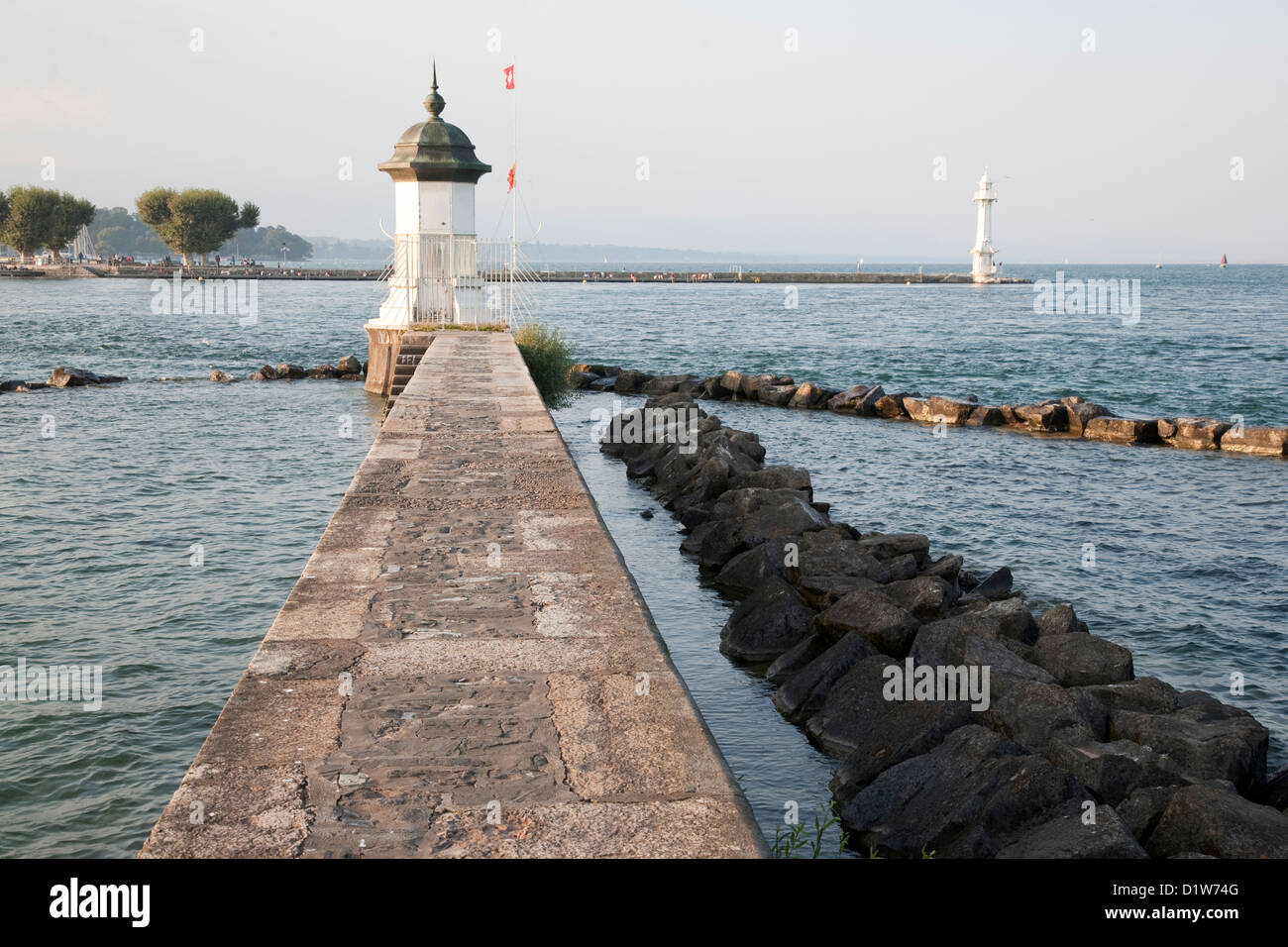 Pier am See, Genf, Schweiz, Europa Stockfoto