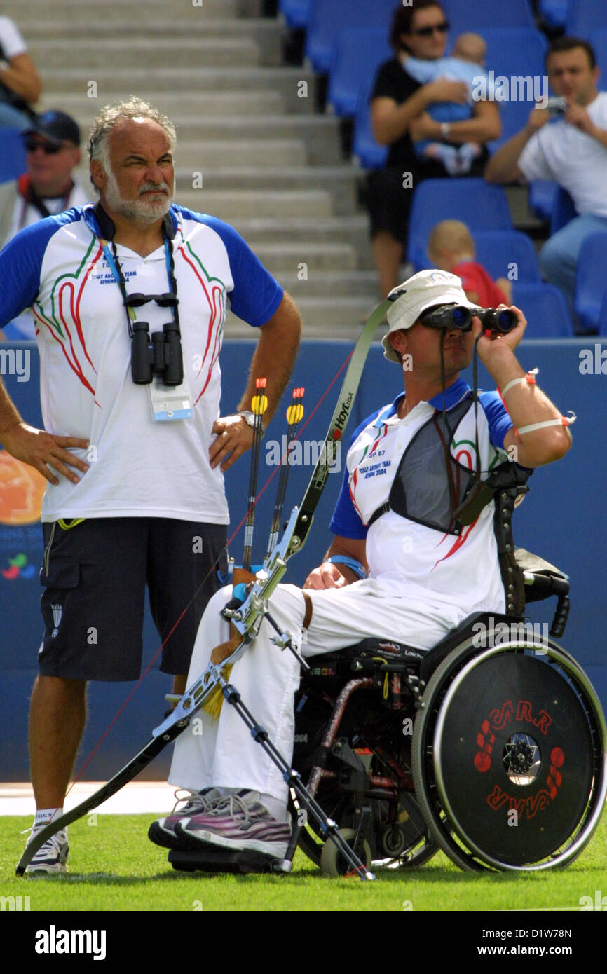 Bogenschießen, Paralympischen Spiele Athen 2004 Stockfoto