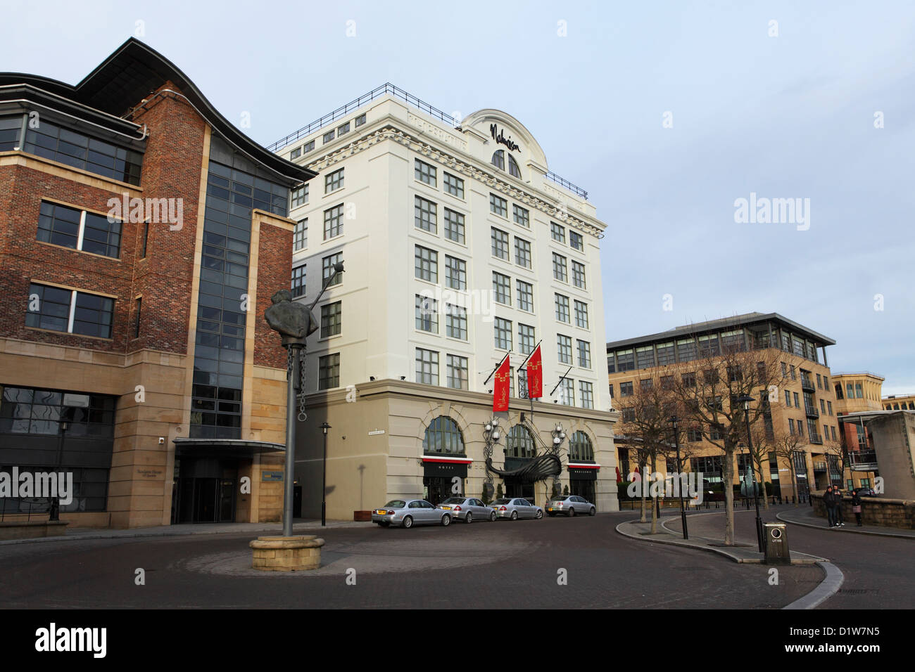 Das Malmaison Hotel (Mitte) in Newcastle, England. Stockfoto