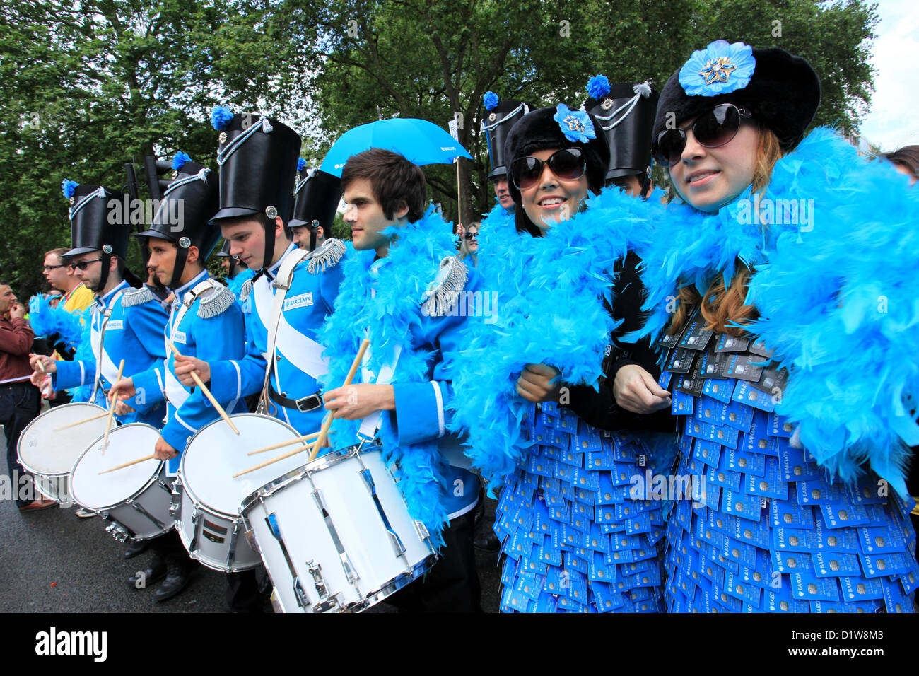 Trommler auf Gay Pride parade in London Stockfoto