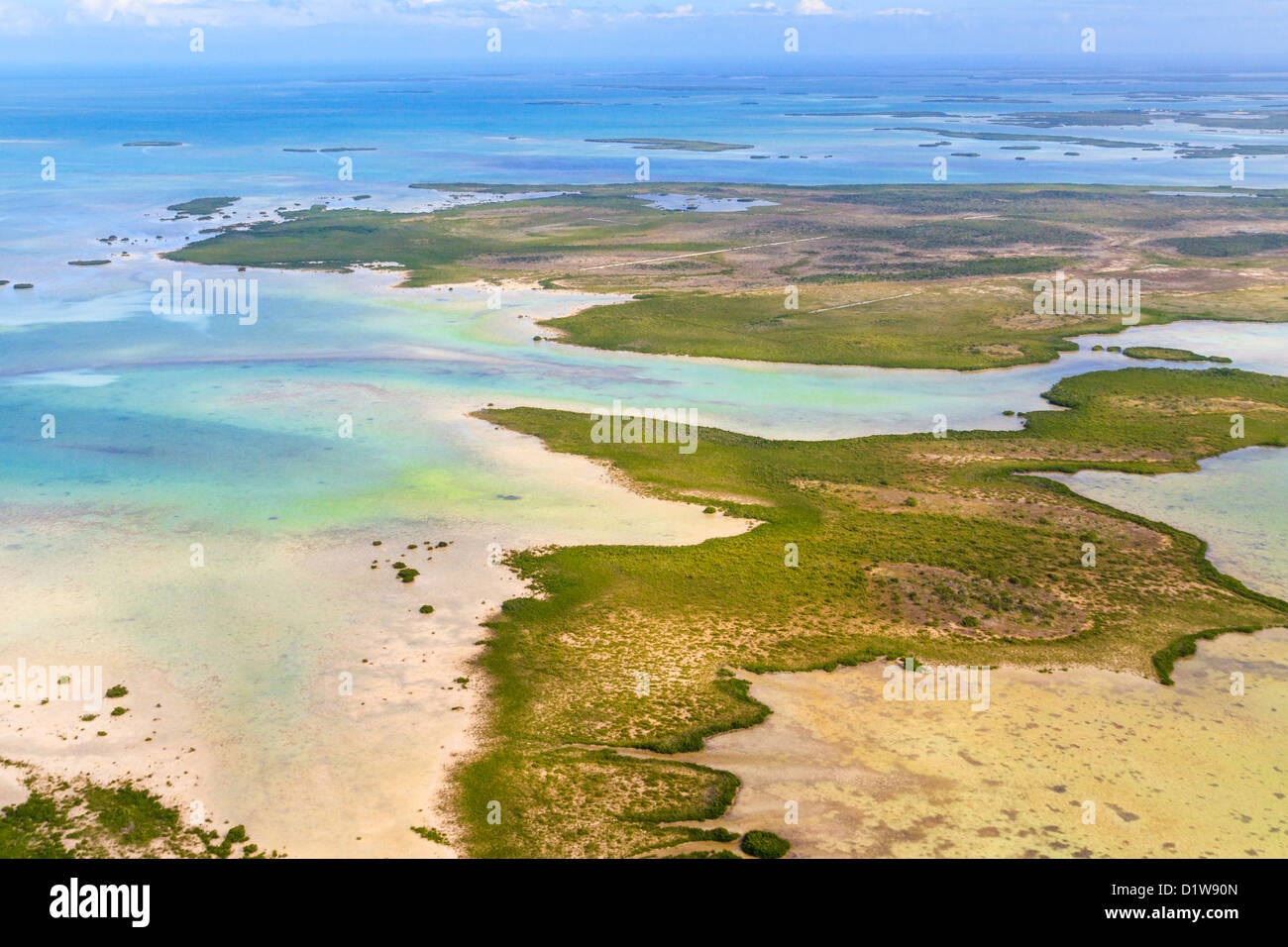 Florida Keys Luftbild aus Flugzeug Stockfoto