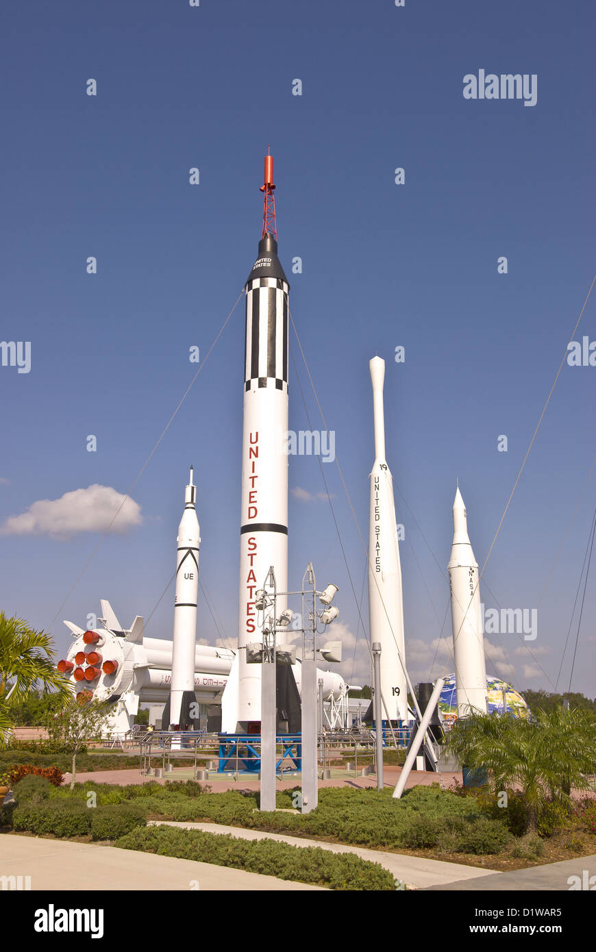 Rakete Garten Outdoor-Attraktion Kennedy Space Center Visitor Center, Florida Stockfoto