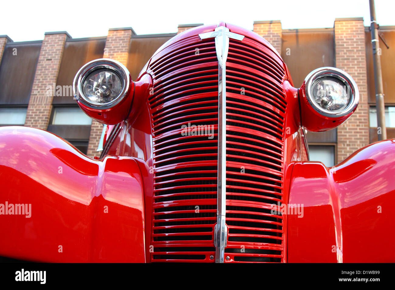 roten Chevy Oldtimer Automobil grill Stockfoto
