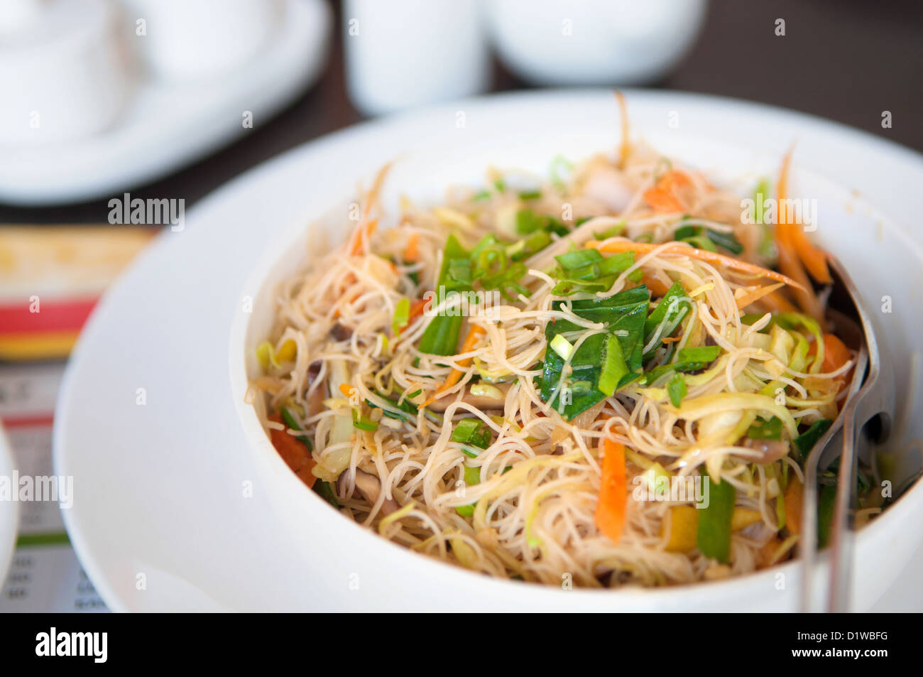 Köstliche Singapur gebratene Reisnudeln Stockfoto