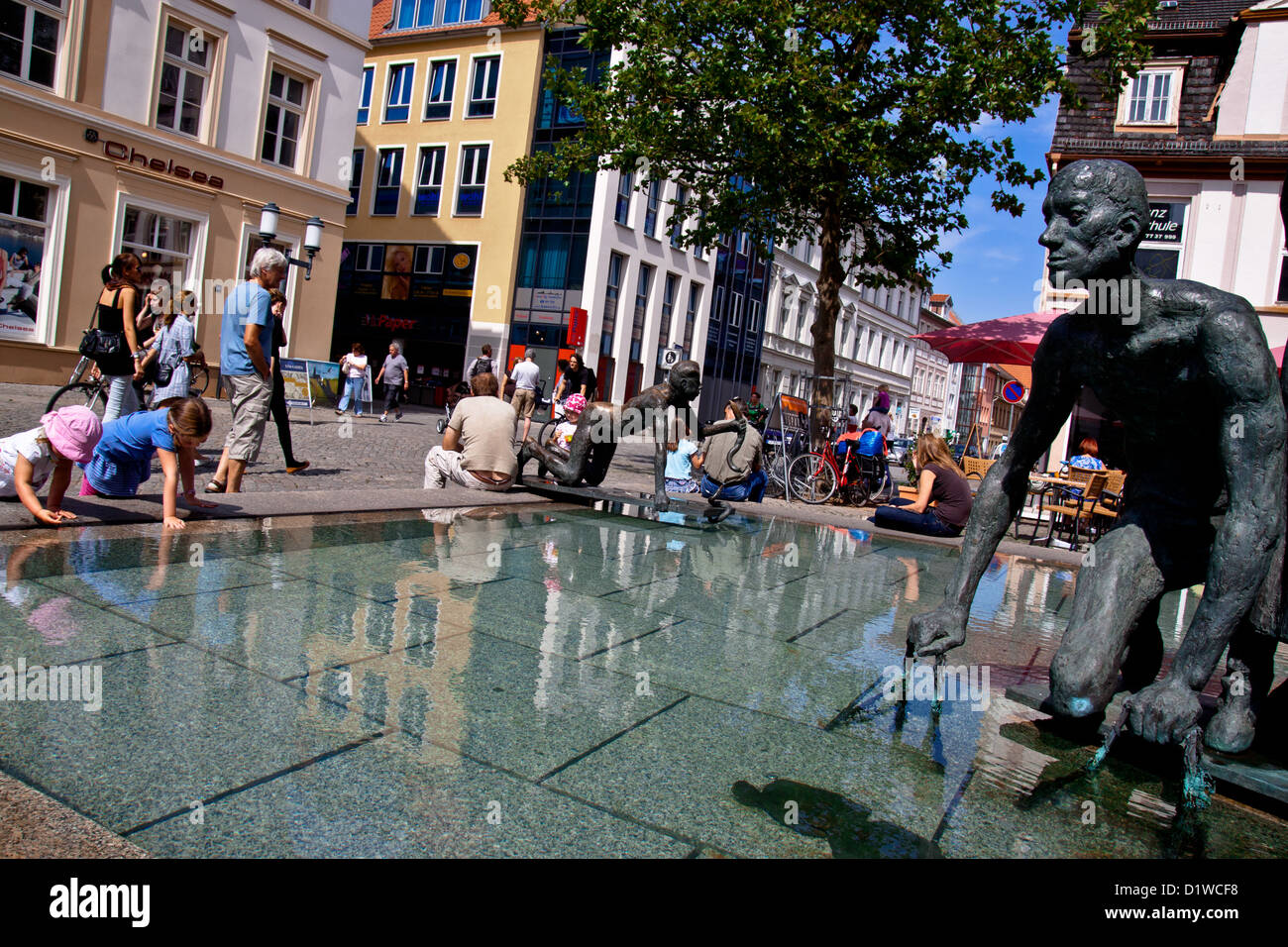 Brunnen in Greiswald Altstadt Stockfoto