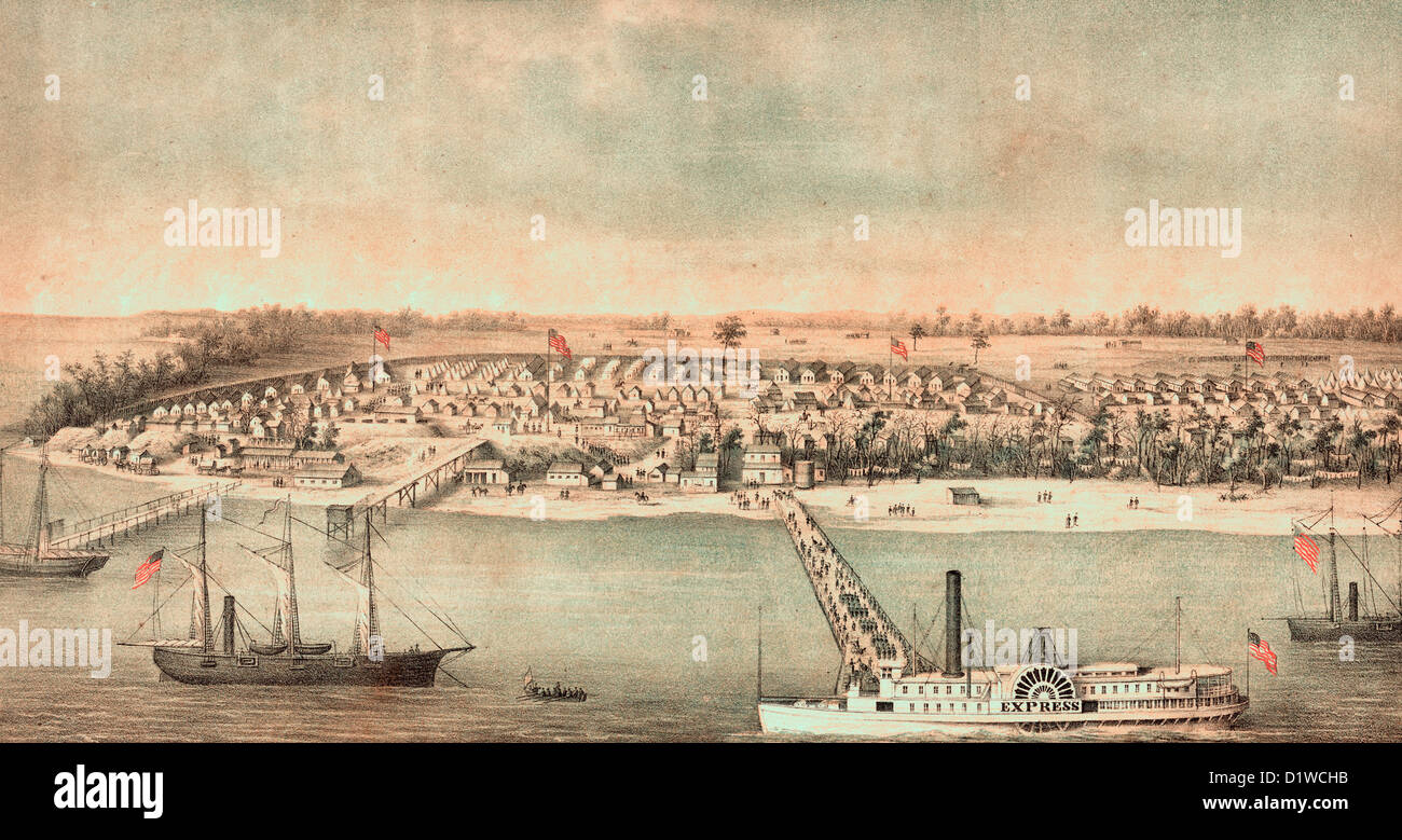 Lager der US-Truppen in Newport News, Virginia, 1861 & 1862, während USA Bürgerkrieg Stockfoto